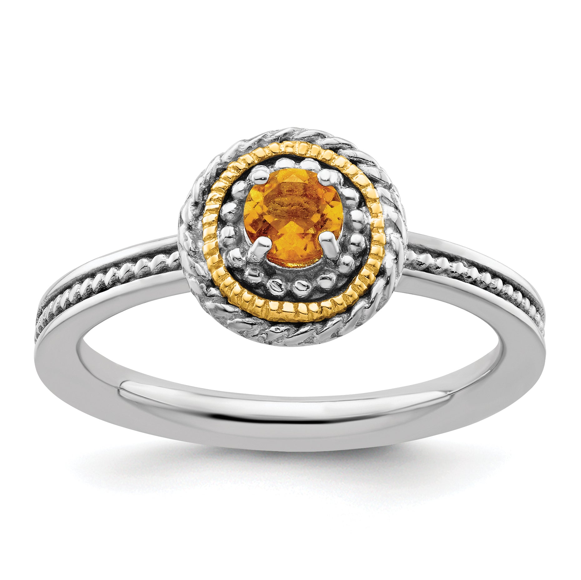 14K/Silver Two Tone Sterling Silver & 14K Stackable Expressions Citrine Ring