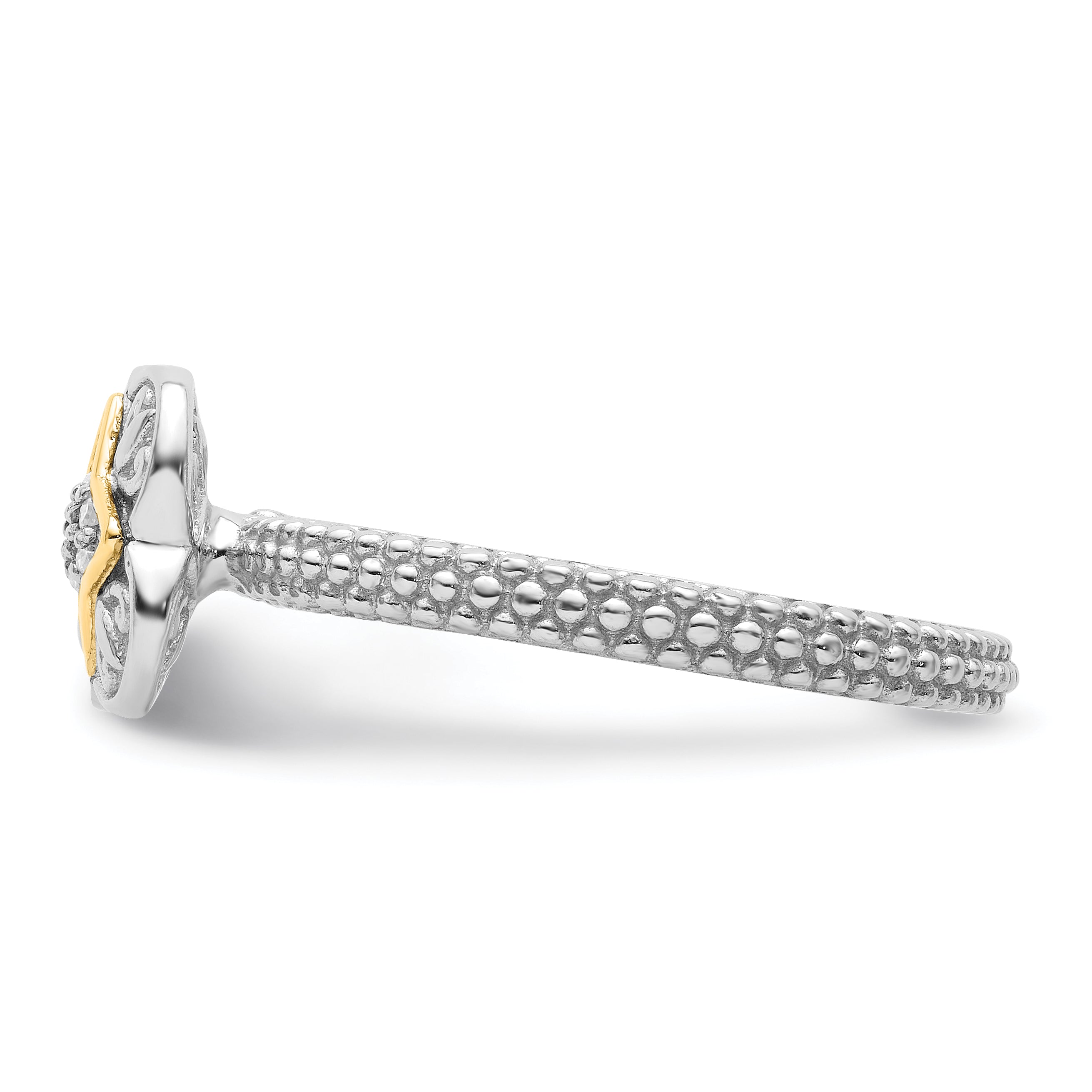14K/Silver Two Tone Sterling Silver & 14K Stackable Expressions Diamond Ring (Size 5 Only)