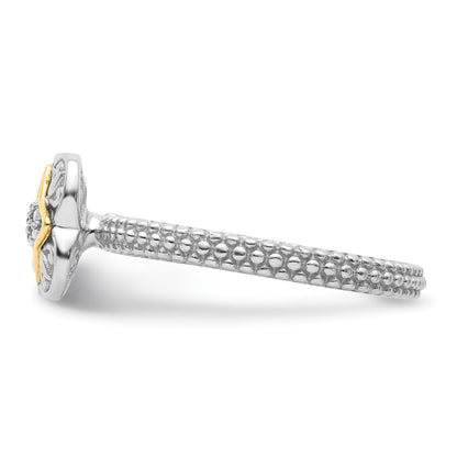 14K/Silver Two Tone Sterling Silver & 14K Stackable Expressions Diamond Ring (Size 5 Only)
