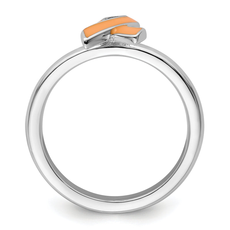 Sterling Silver Stackable Expressions Orange Enameled Awareness Ribbon Ring