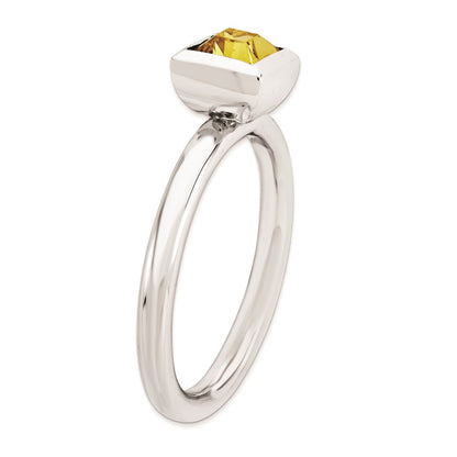 Sterling Silver Stackable Expressions Square November Crystal Ring (Size 5 Only)