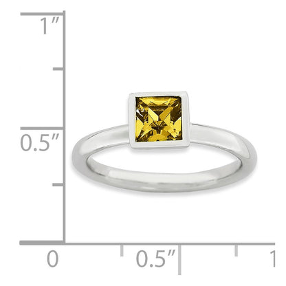 Sterling Silver Stackable Expressions Square November Crystal Ring (Size 5 Only)