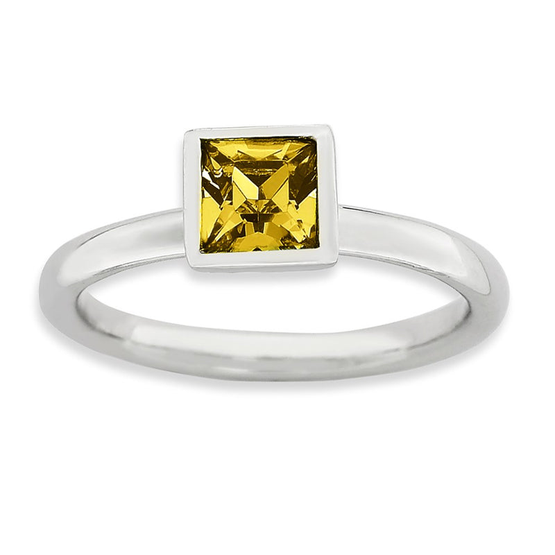 Sterling Silver Stackable Expressions Square November Crystal Ring (Size 5 Only)