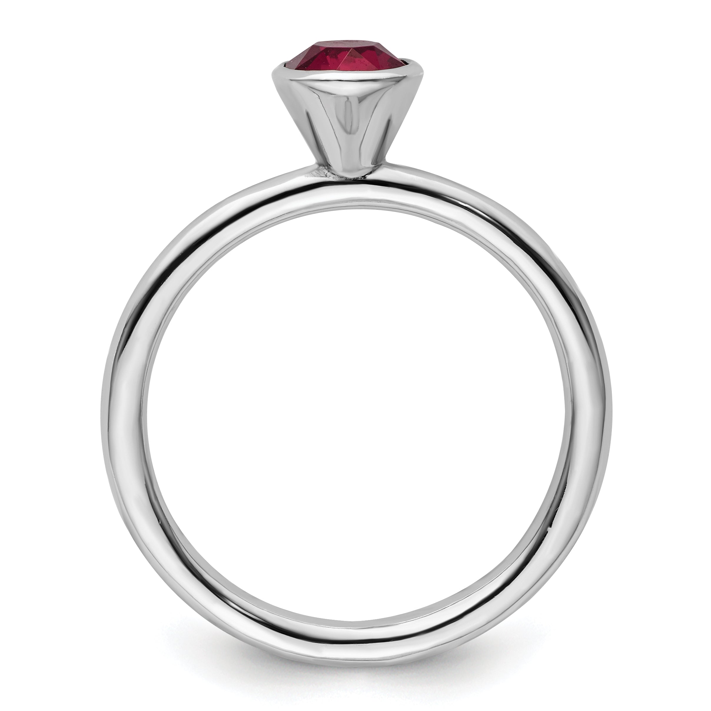Sterling Silver Stackable Expressions High 5mm January Crystal Ring