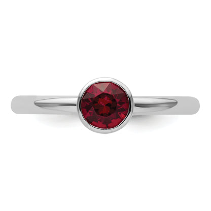 Sterling Silver Stackable Expressions High 5mm January Crystal Ring