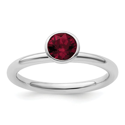 Sterling Silver Stackable Expressions High 5mm January Crystal Ring