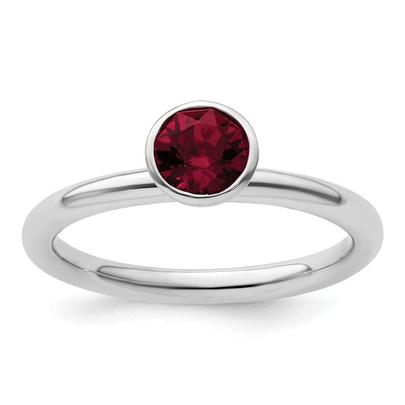 Sterling Silver Stackable Expressions High 5mm January Crystal Ring