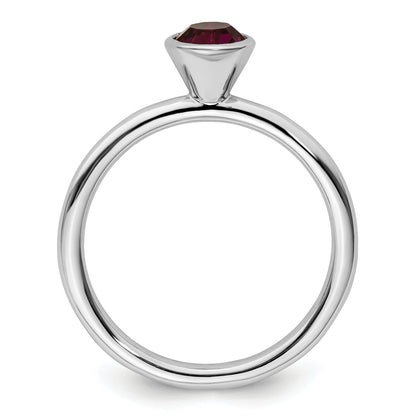 Sterling Silver Stackable Expressions High 5mm February Crystal Ring
