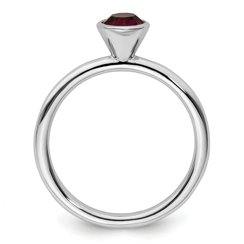 Sterling Silver Stackable Expressions High 5mm February Crystal Ring