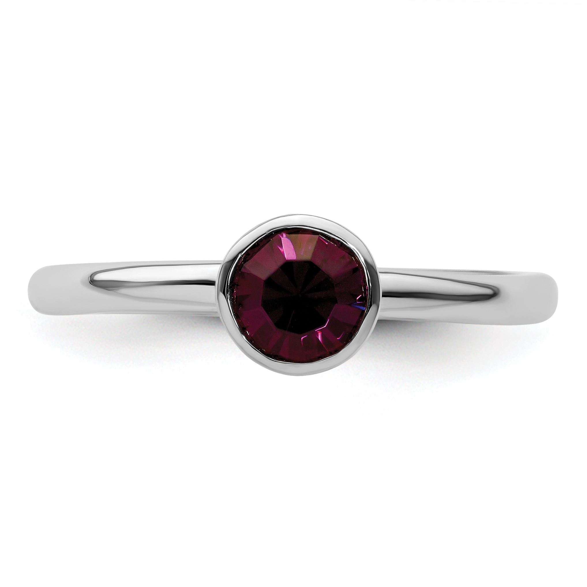 Sterling Silver Stackable Expressions High 5mm February Crystal Ring