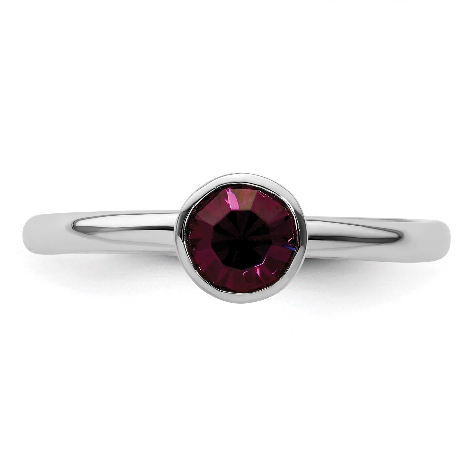 Sterling Silver Stackable Expressions High 5mm February Crystal Ring