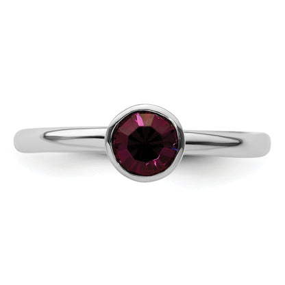Sterling Silver Stackable Expressions High 5mm February Crystal Ring