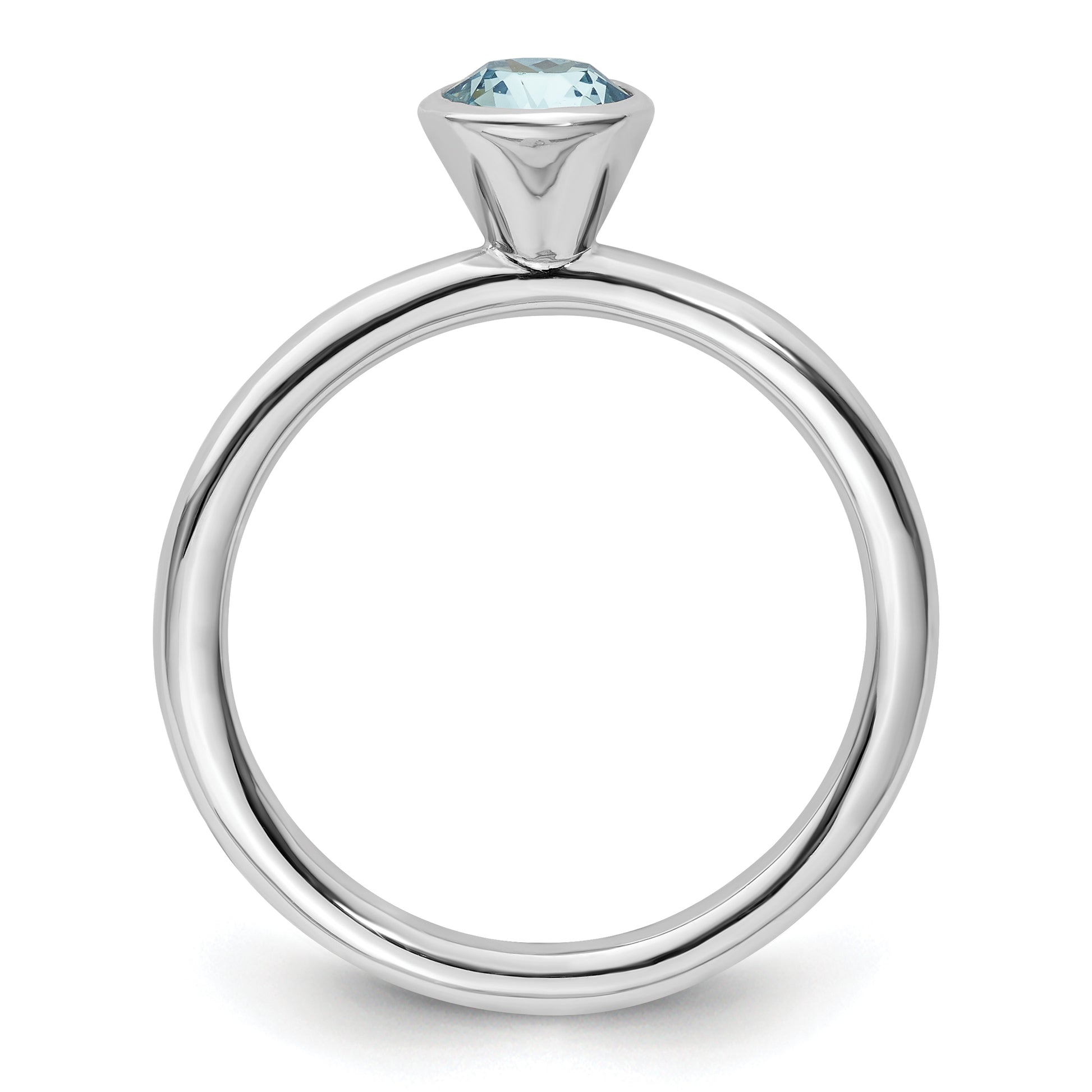 Sterling Silver Stackable Expressions High 5mm March Crystal Ring