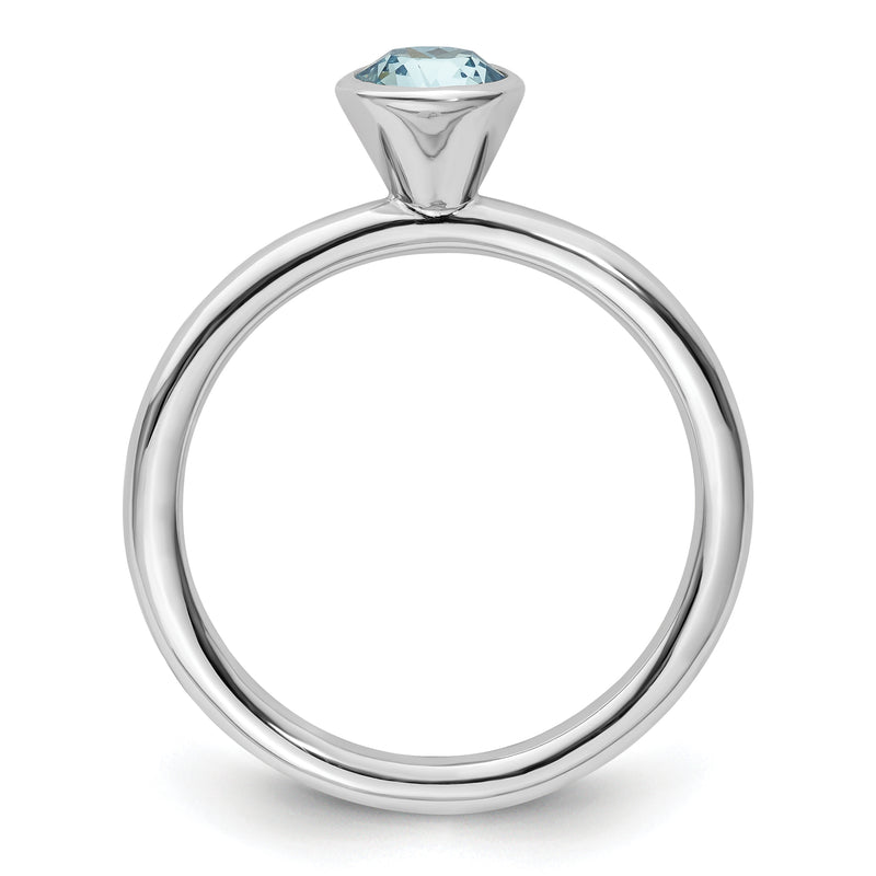 Sterling Silver Stackable Expressions High 5mm March Crystal Ring