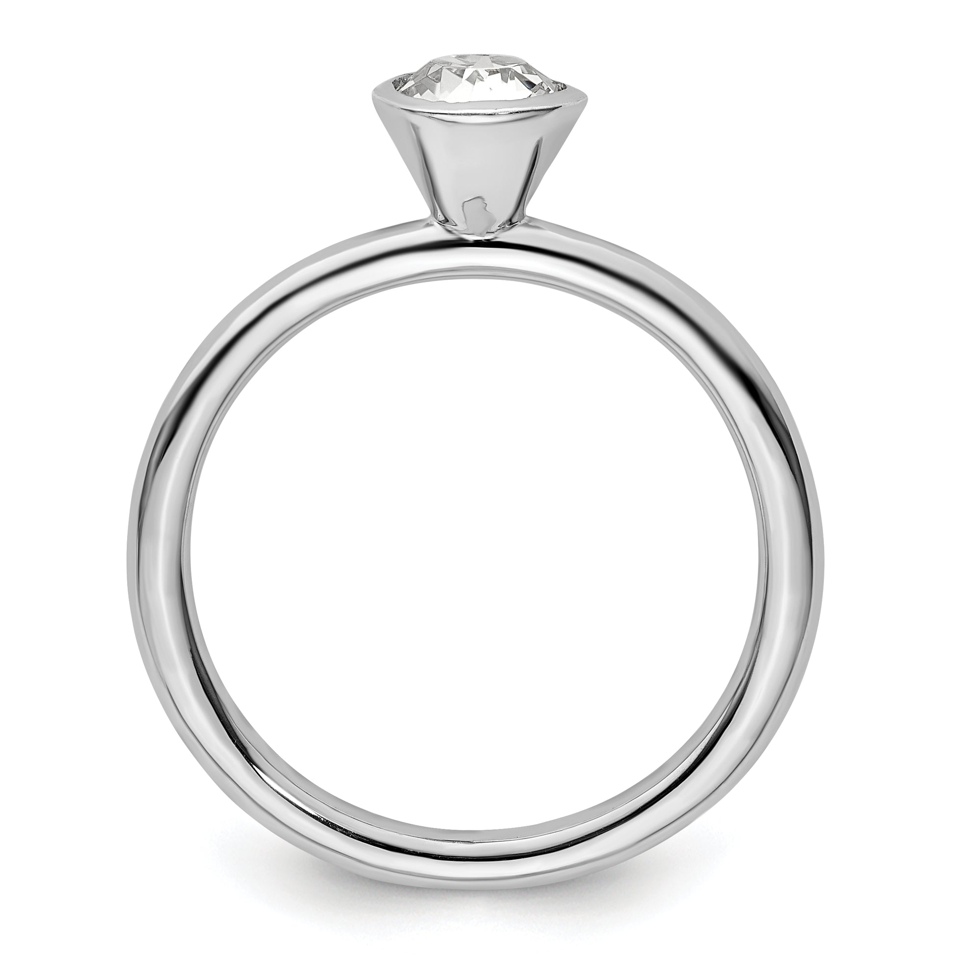 Sterling Silver Stackable Expressions High 5mm April Crystal Ring