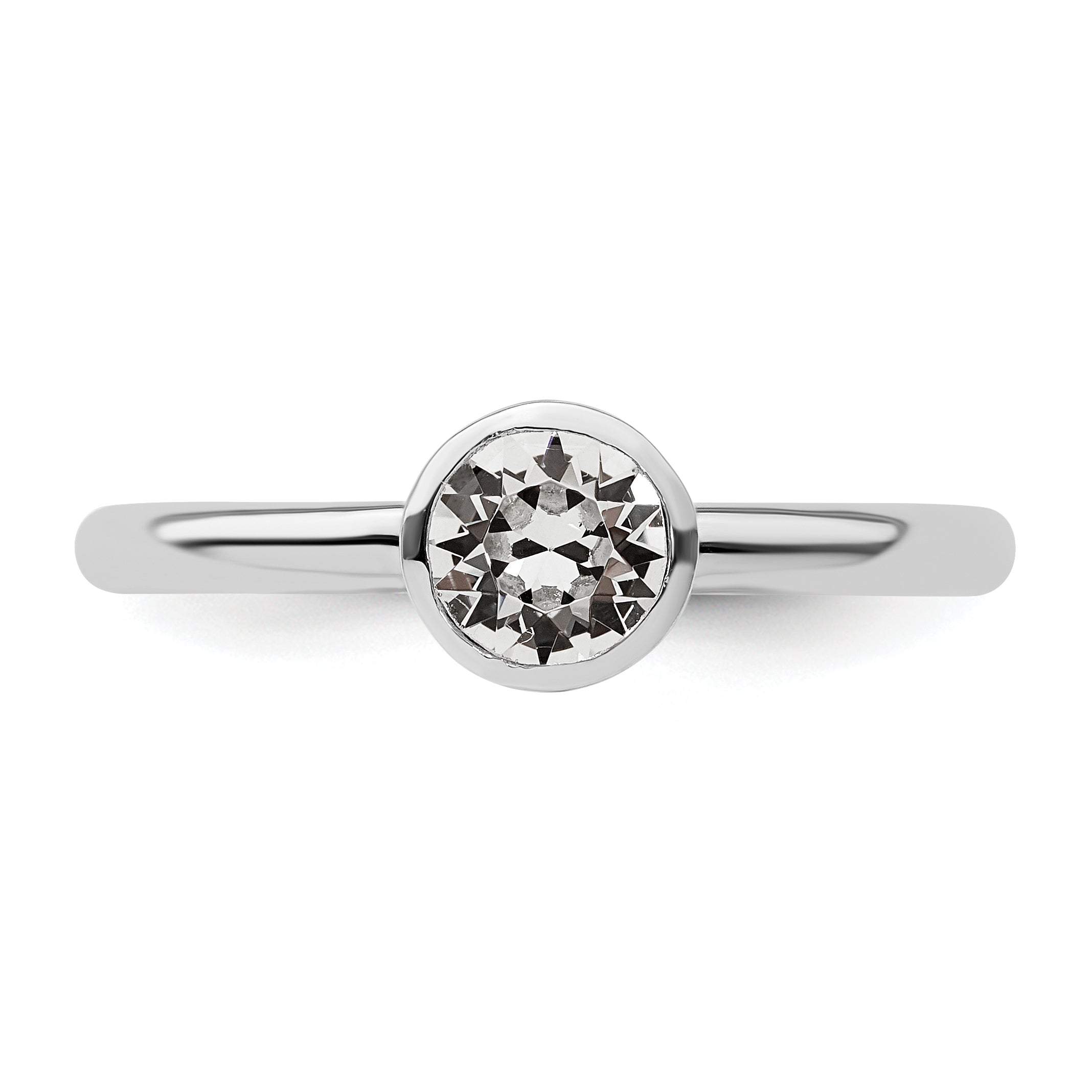 Sterling Silver Stackable Expressions High 5mm April Crystal Ring