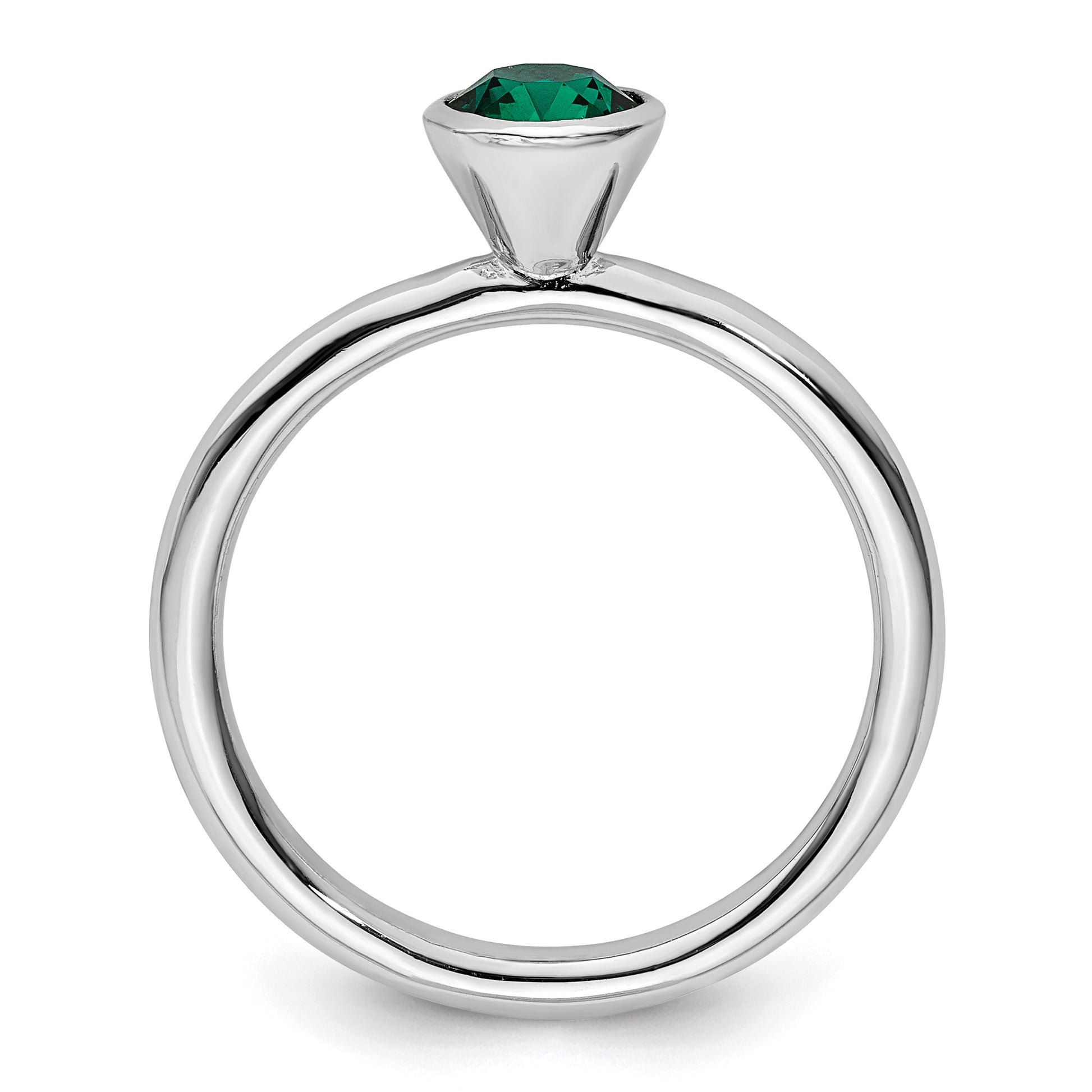 Sterling Silver Stackable Expressions High 5mm May Crystal Ring