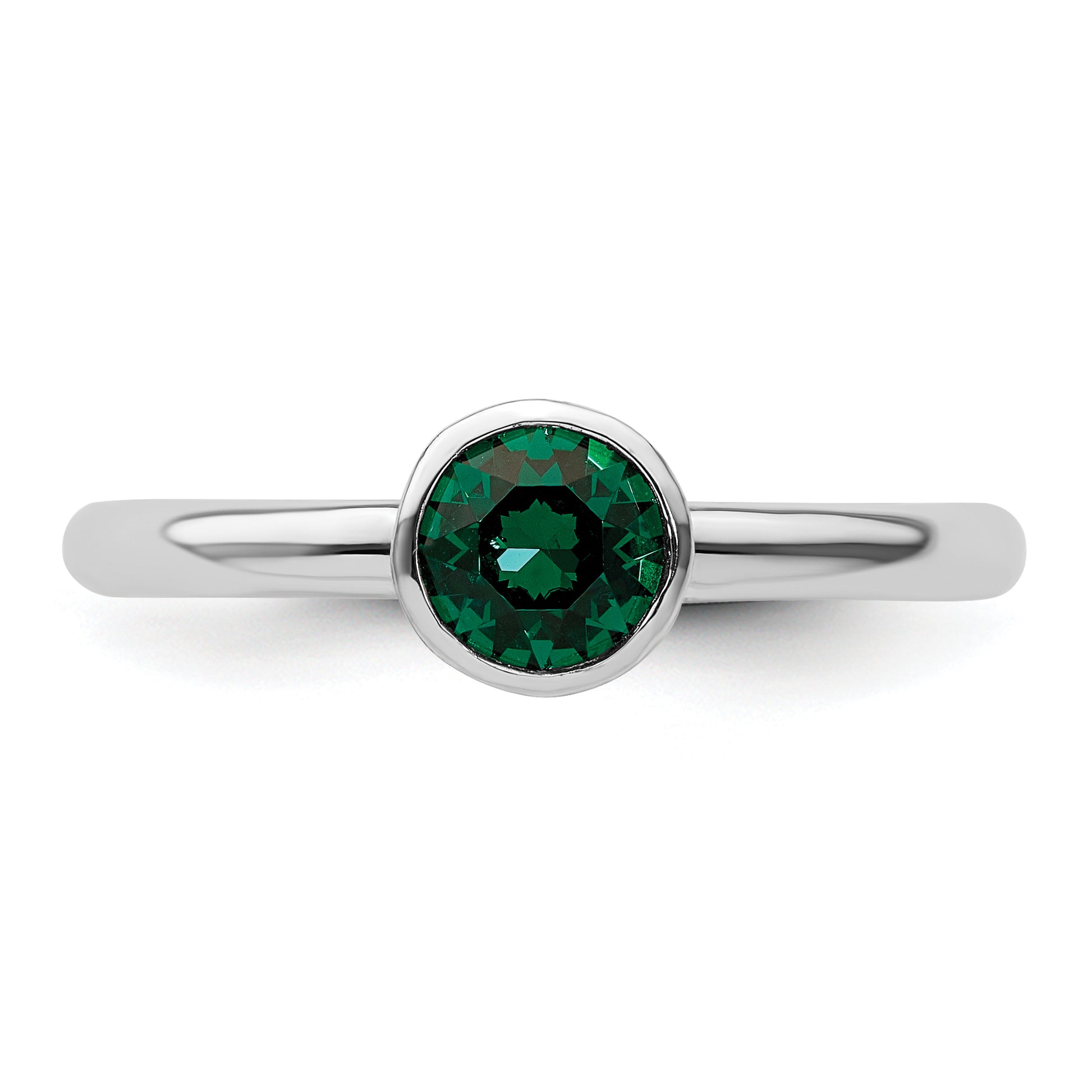 Sterling Silver Stackable Expressions High 5mm May Crystal Ring