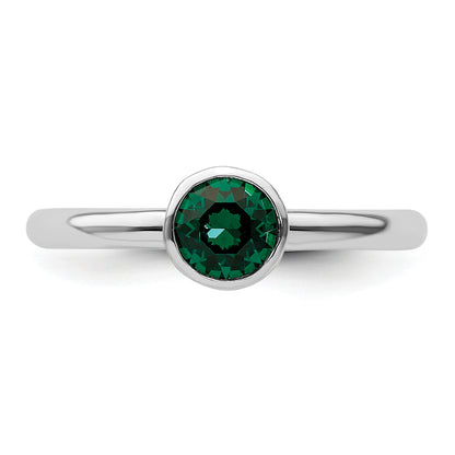 Sterling Silver Stackable Expressions High 5mm May Crystal Ring