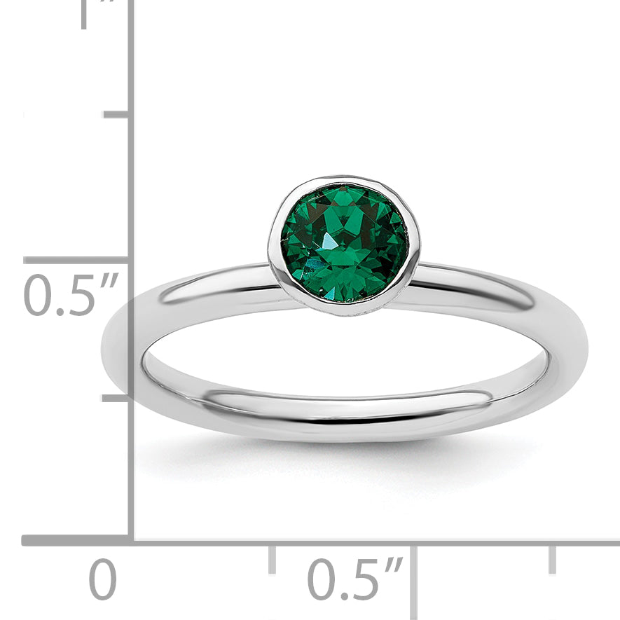 Sterling Silver Stackable Expressions High 5mm May Crystal Ring