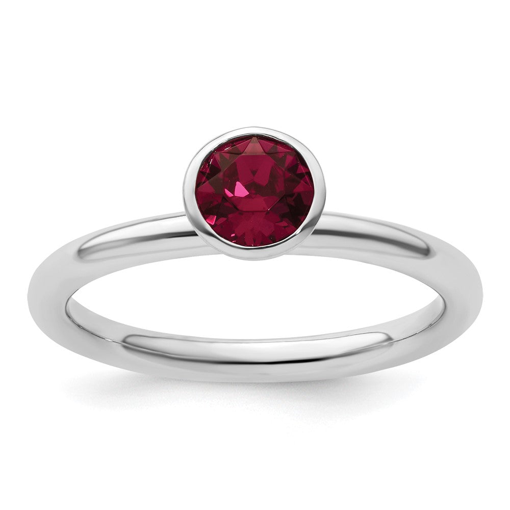 Sterling Silver Stackable Expressions High 5mm July Crystal Ring