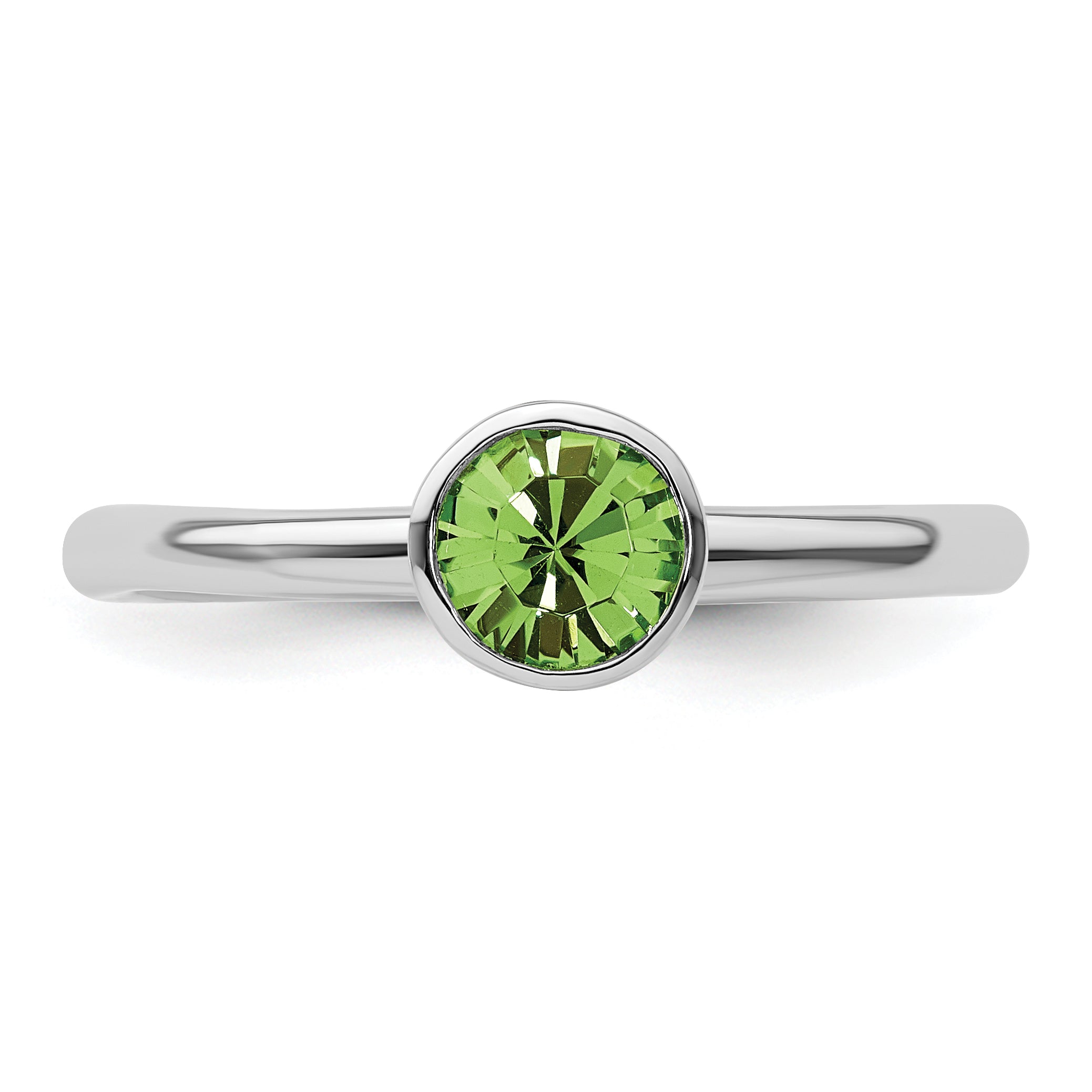 Sterling Silver Stackable Expressions High 5mm August Crystal Ring