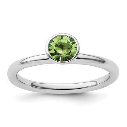 Sterling Silver Stackable Expressions High 5mm August Crystal Ring