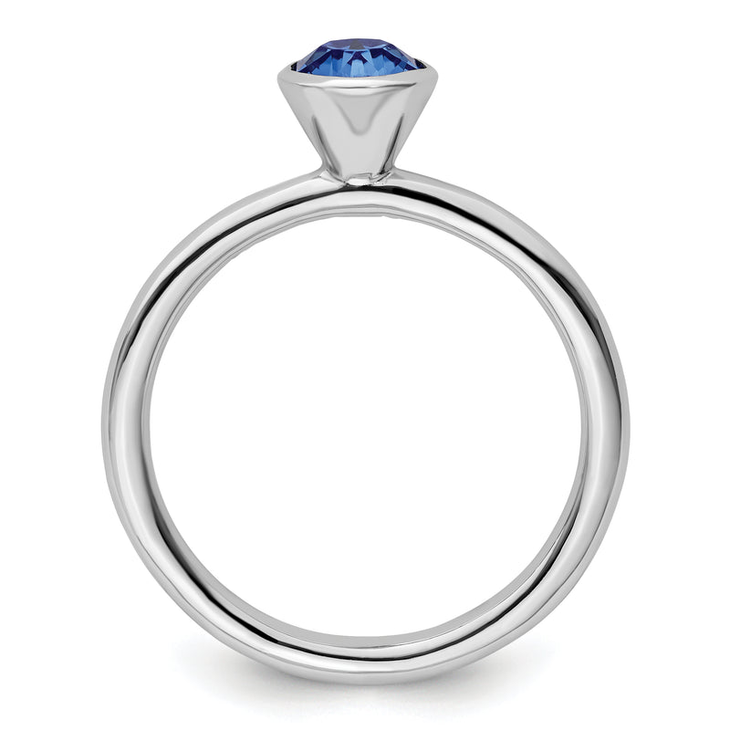 Sterling Silver Stackable Expressions High 5mm September Crystal Ring