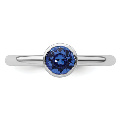 Sterling Silver Stackable Expressions High 5mm September Crystal Ring