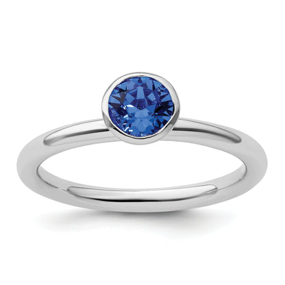 Sterling Silver Stackable Expressions High 5mm September Crystal Ring
