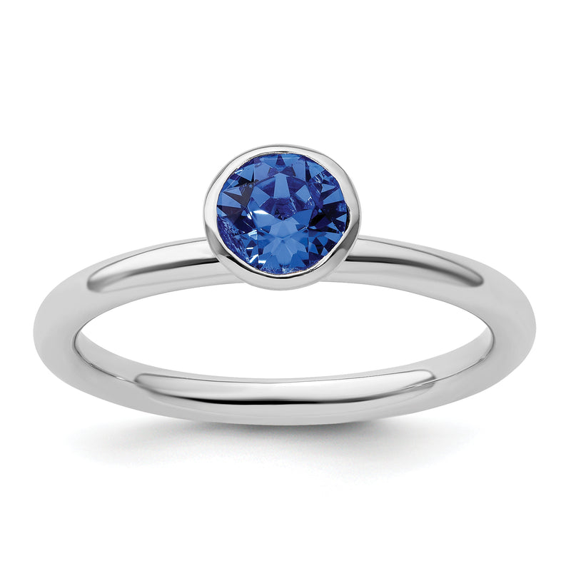 Sterling Silver Stackable Expressions High 5mm September Crystal Ring