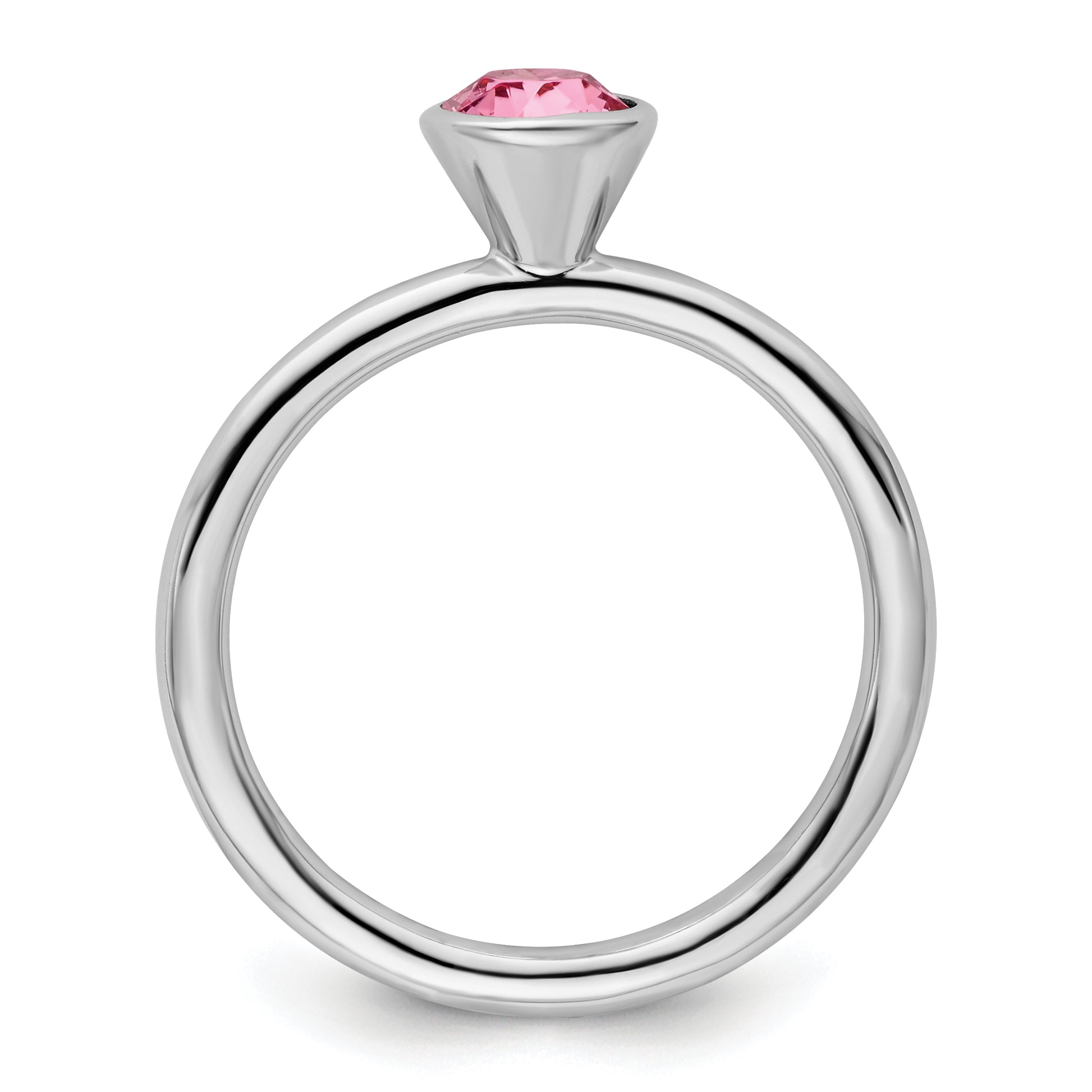Sterling Silver Stackable Expressions High 5mm October Crystal Ring