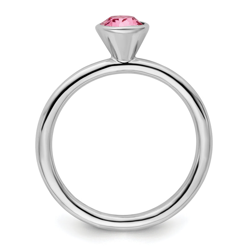 Sterling Silver Stackable Expressions High 5mm October Crystal Ring