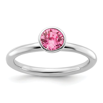 Sterling Silver Stackable Expressions High 5mm October Crystal Ring