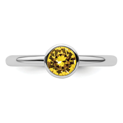 Sterling Silver Stackable Expressions High 5mm November Crystal Ring