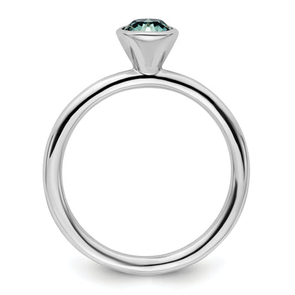 Sterling Silver Stackable Expressions High 5mm December Crystal Ring