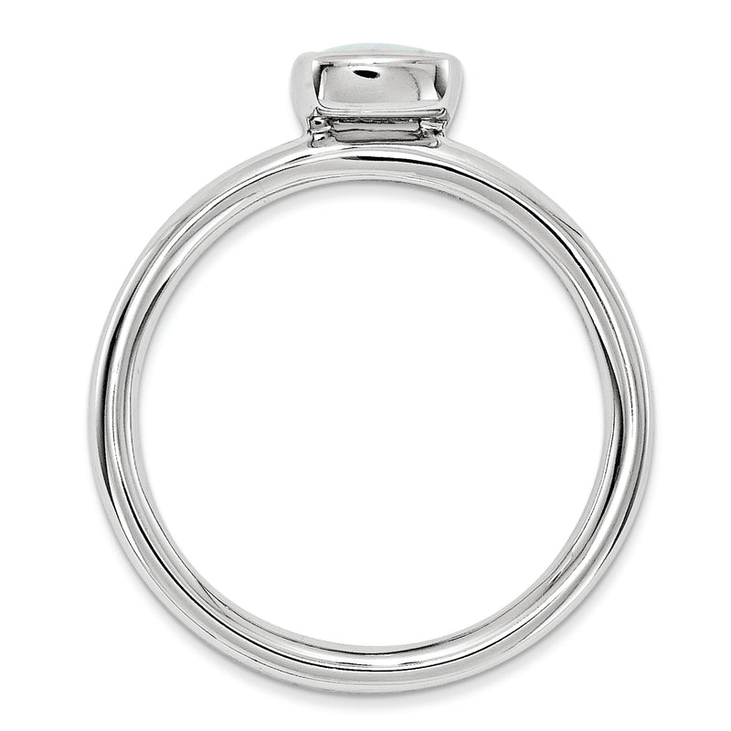 Sterling Silver Stackable Expressions Cushion Cut Created Opal Ring