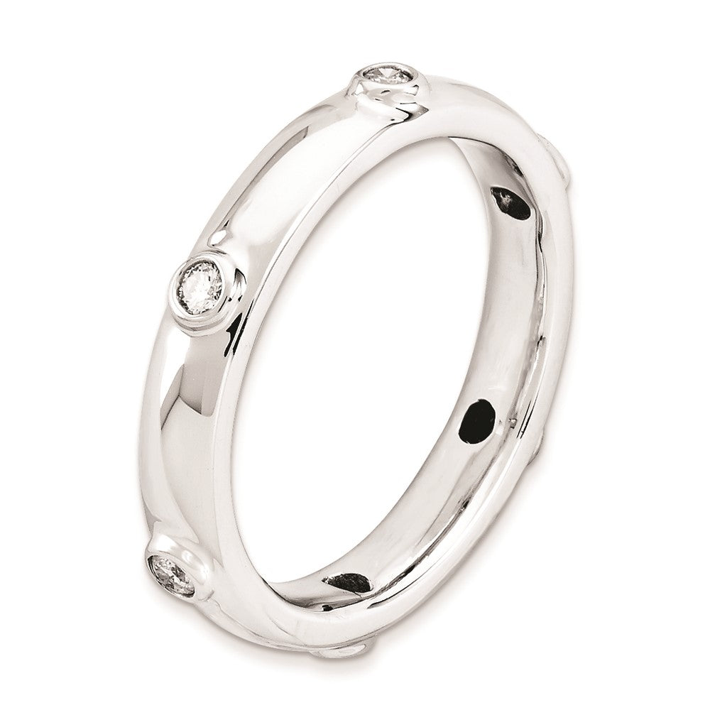 Sterling Silver Stackable Expressions Polished Diamond Ring (Size 8 Only)