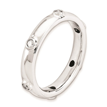 Sterling Silver Stackable Expressions Polished Diamond Ring (Size 8 Only)