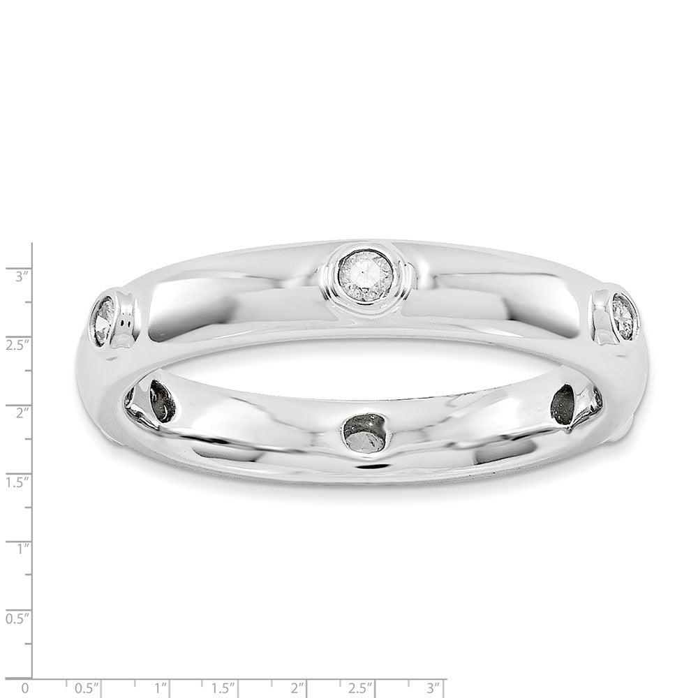 Sterling Silver Stackable Expressions Polished Diamond Ring (Size 8 Only)