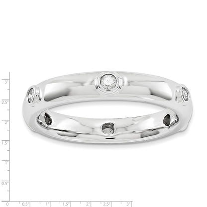 Sterling Silver Stackable Expressions Polished Diamond Ring (Size 8 Only)
