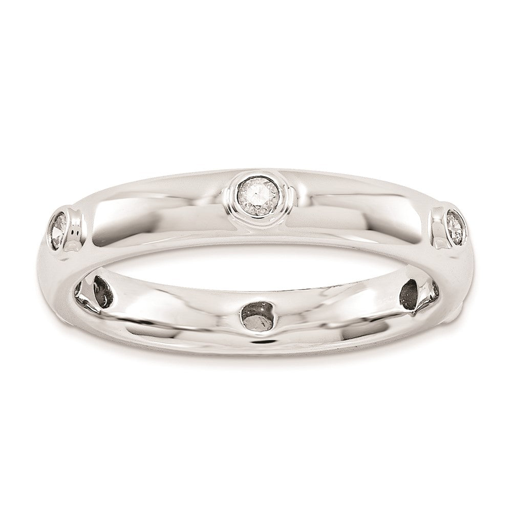 Sterling Silver Stackable Expressions Polished Diamond Ring (Size 8 Only)