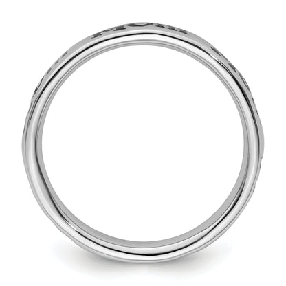 Sterling Silver Stackable Expressions Polished Enameled Mom Ring