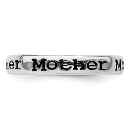 Sterling Silver Stackable Expressions Polished Enameled Mother Ring