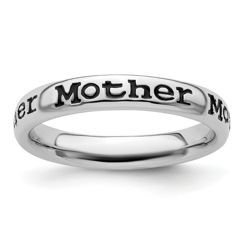 Sterling Silver Stackable Expressions Polished Enameled Mother Ring
