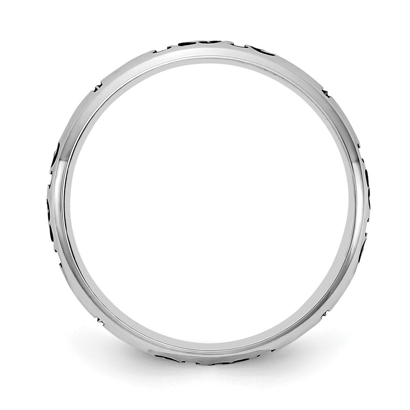 Sterling Silver Rh Plt Stackable Expressions Personalized With Cross Ring