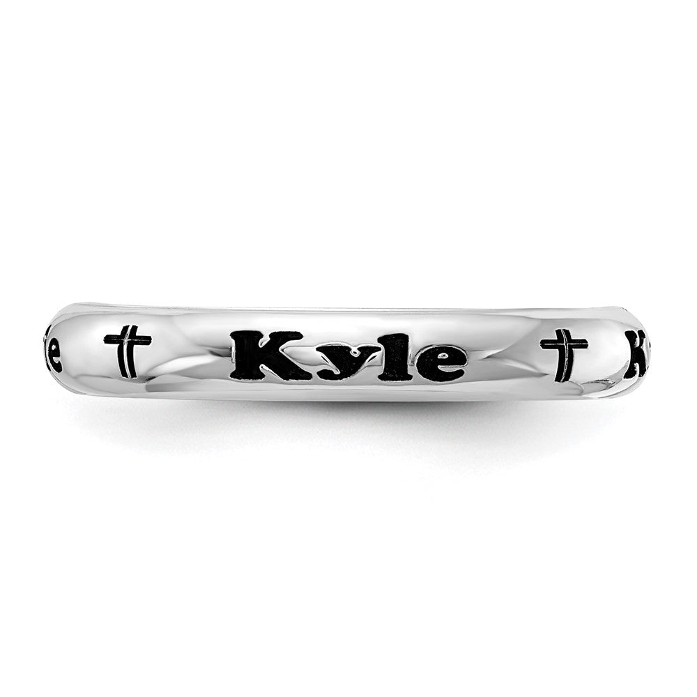 Sterling Silver Rh Plt Stackable Expressions Personalized With Cross Ring