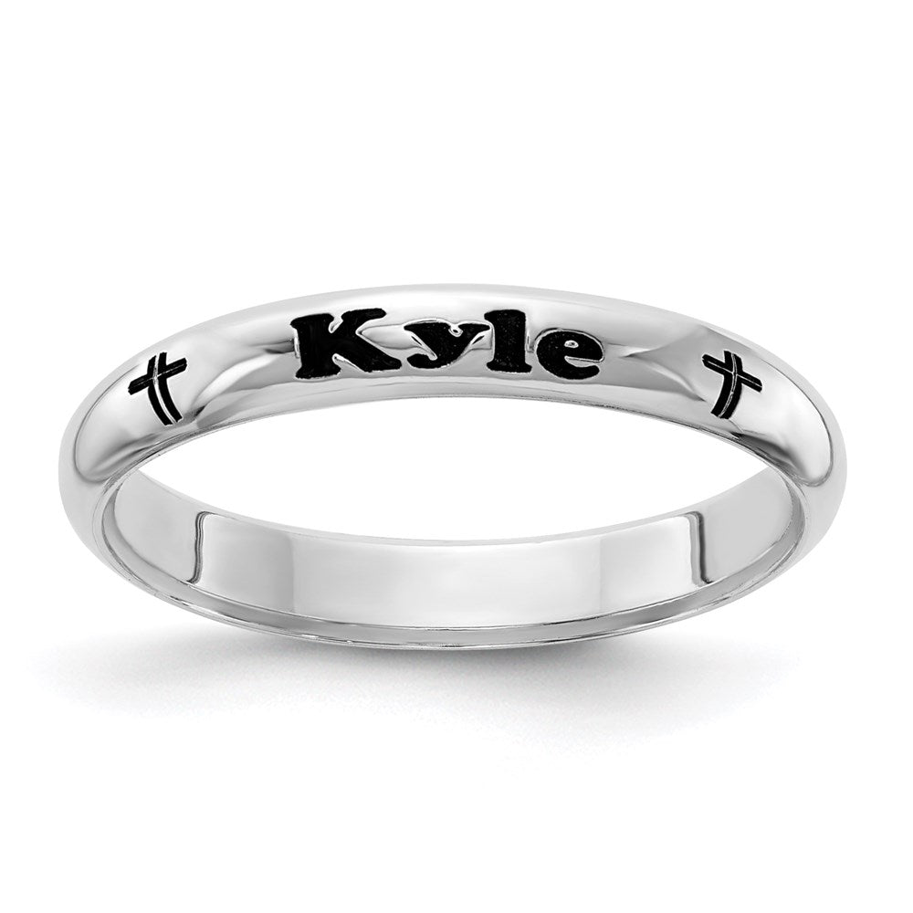 Sterling Silver Rh Plt Stackable Expressions Personalized With Cross Ring