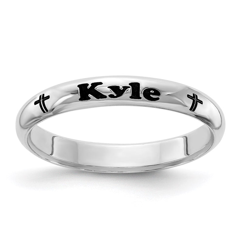 Sterling Silver Rh Plt Stackable Expressions Personalized With Cross Ring