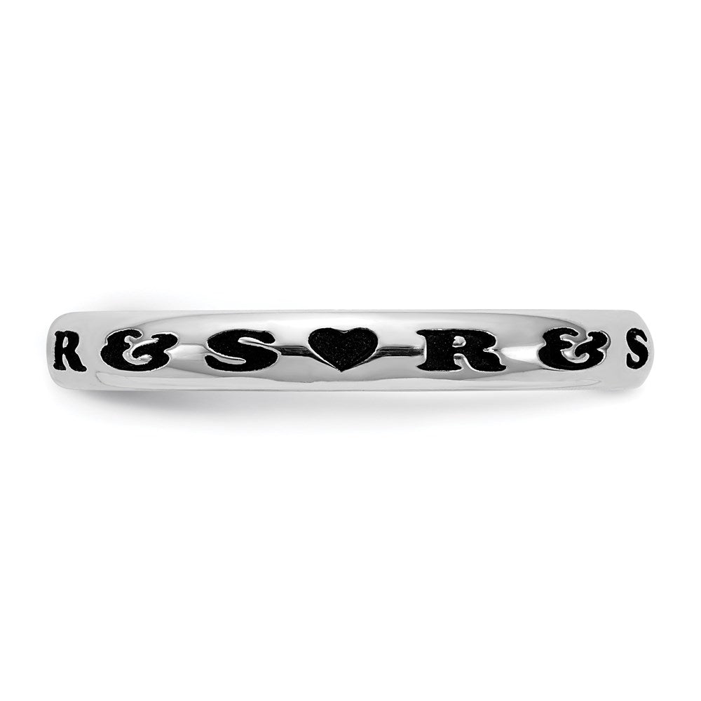 Sterling Silver Rh Plt Stackable Expressions Personalized With Heart Ring